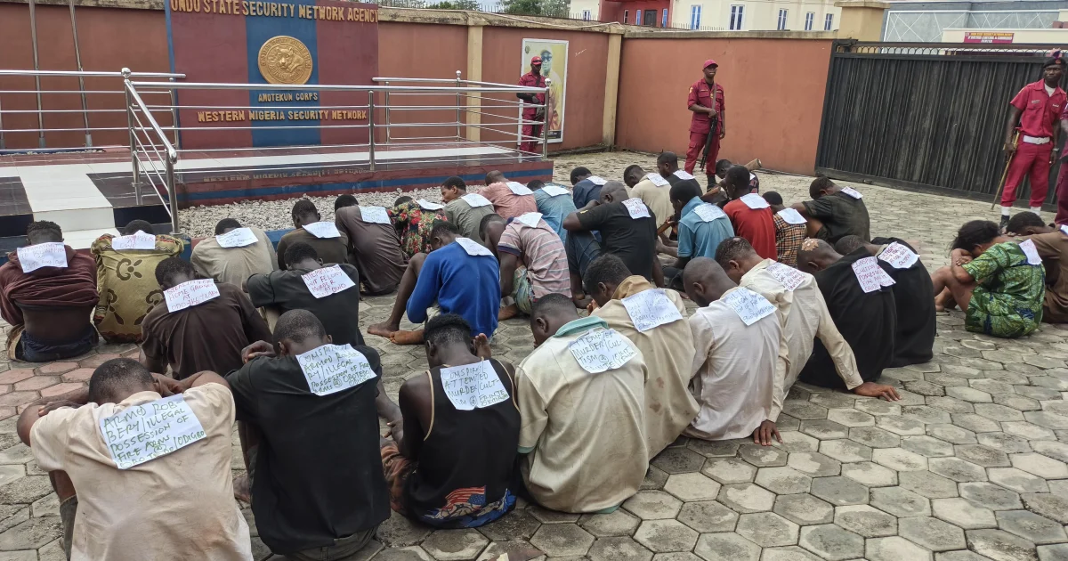 Amotekun Arrests 46 Suspects, Including Couple for Burglary in Ondo State