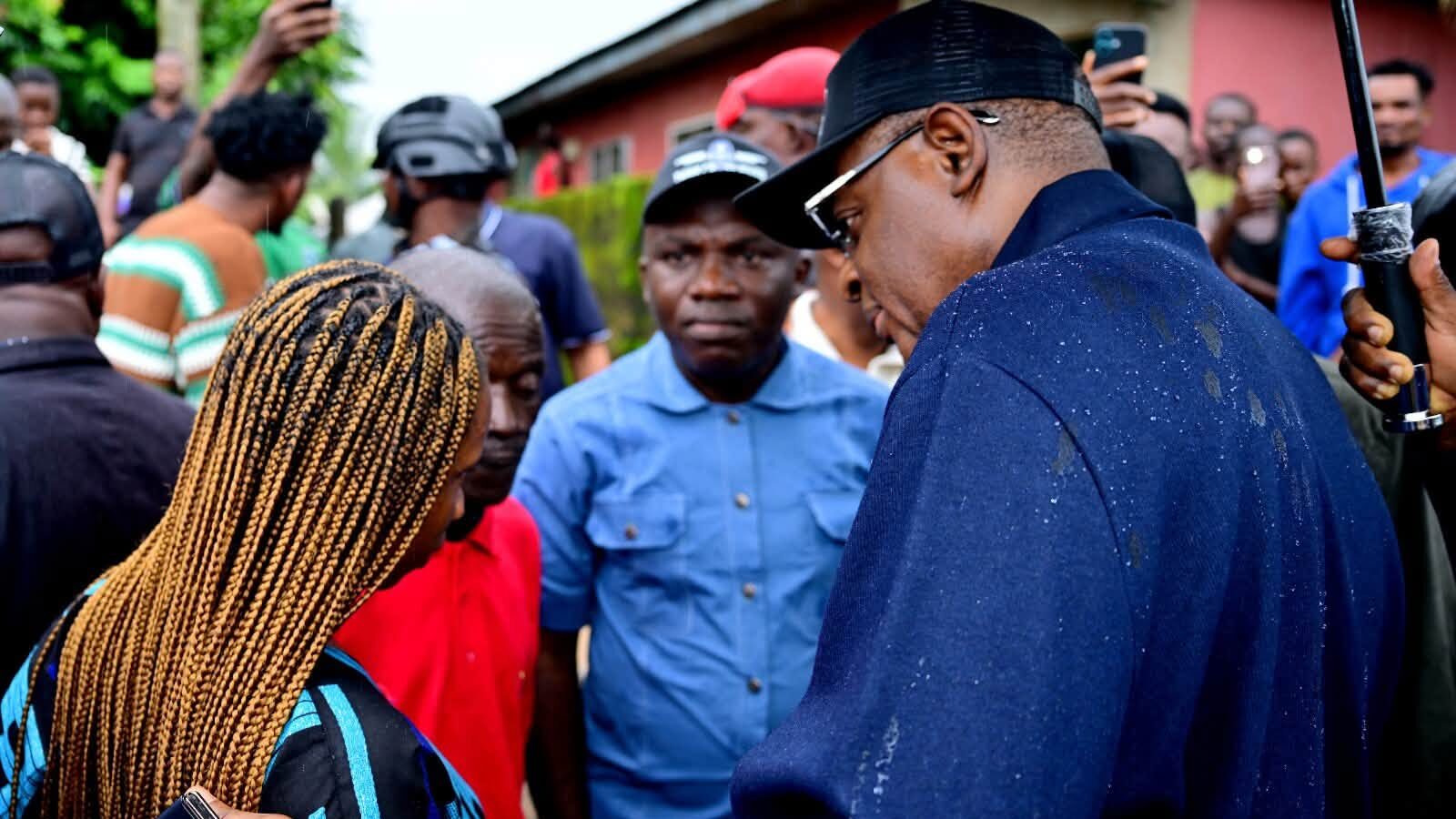 Governor Otu visits family of toddler who died in flood, orders relocation for victims