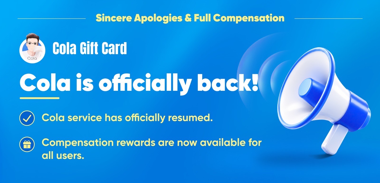 COLA platform makes apology, announces service return