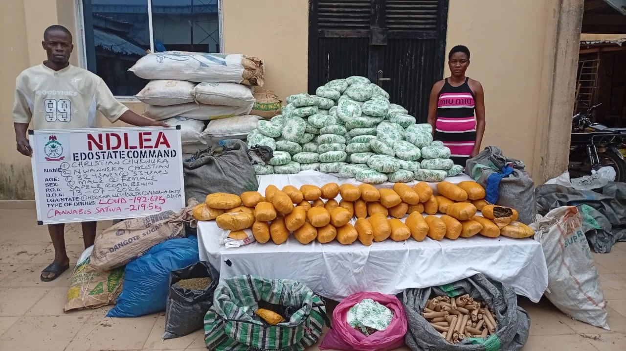 Police catch couple with large cannabis stash in Benin