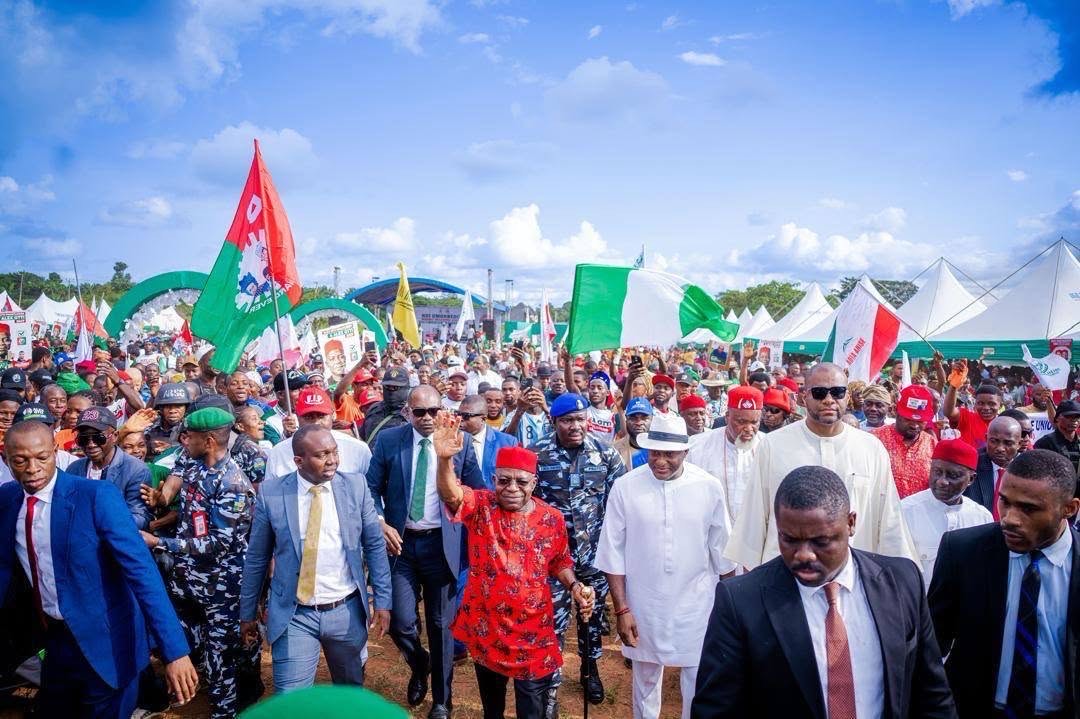 Umunneochi Welcomes Gov Otti with Thanks and Promises for More Development