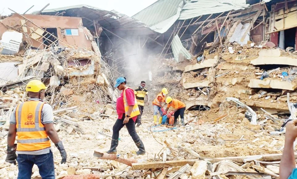 Two dead, three rescued after hostel building falls in Anambra