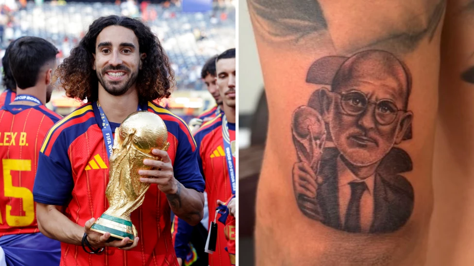 Cucurella gets tattoo to celebrate World Cup coach