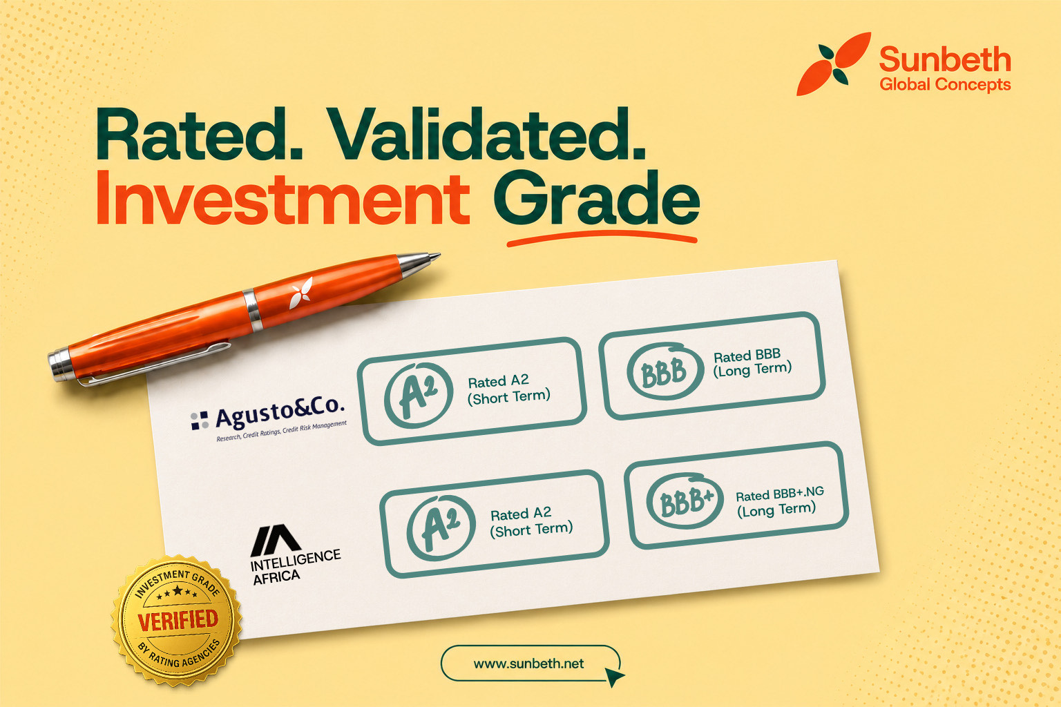 Sunbeth Global Concepts gets good ratings from Agusto & Co. and Intelligence Africa