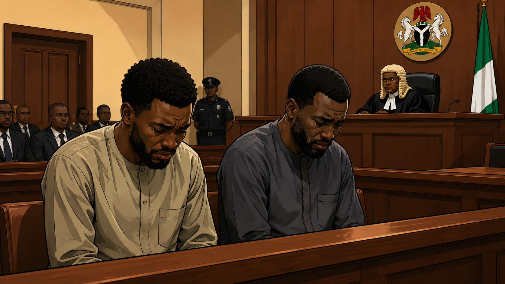 Two men face court for allegedly gang-raping 13-year-old girl with stolen chicken