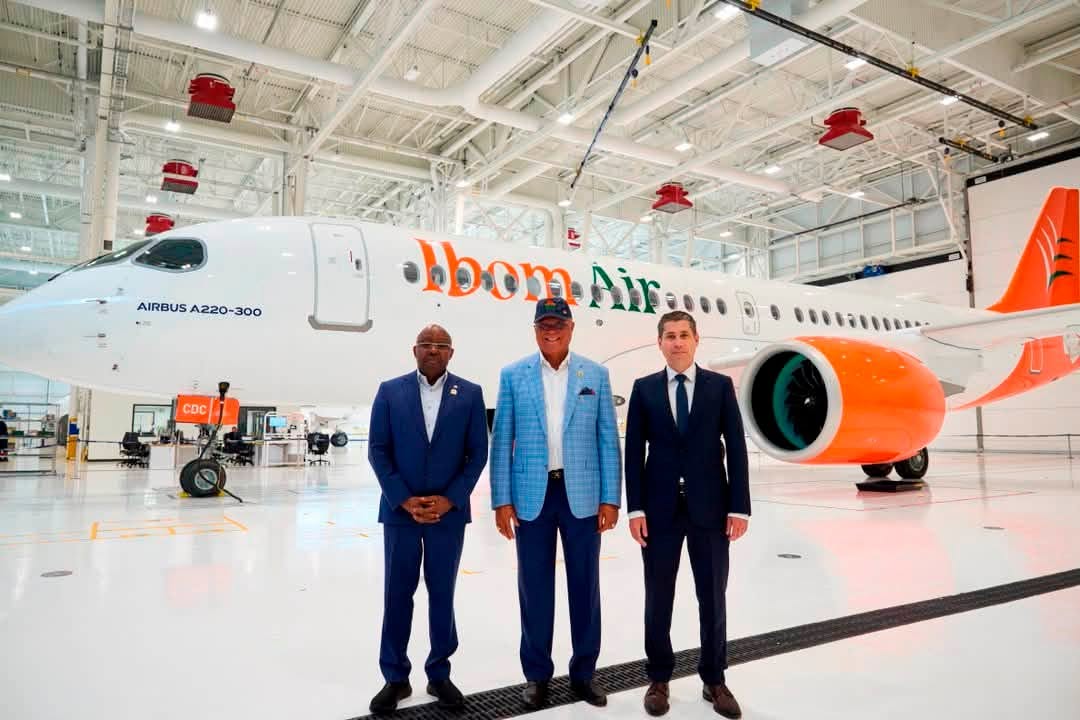 Governor Eno Inspects Ibom Air's Third Airbus A220-300 in Canada