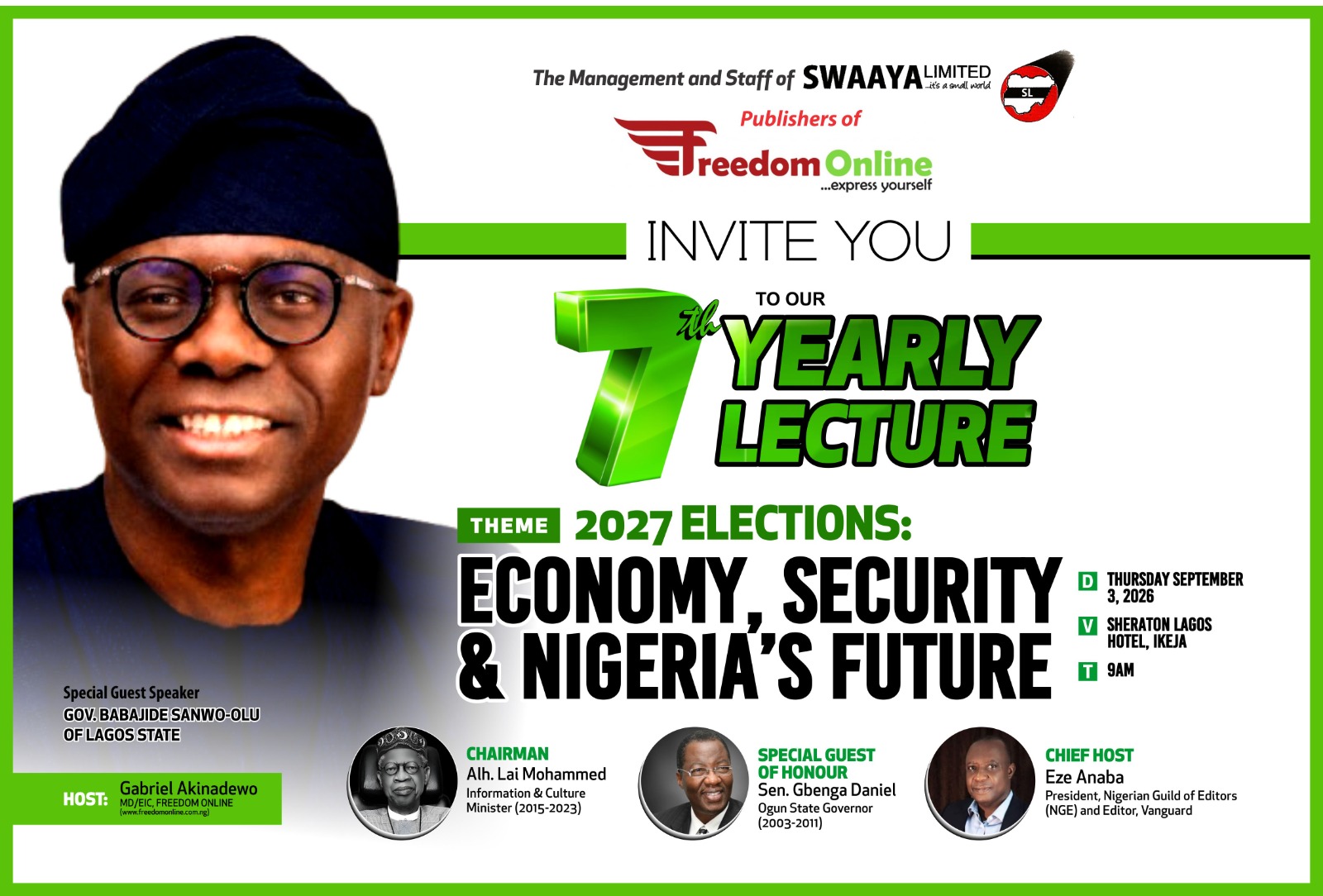 Sanwo-Olu, Lai Mohammed, Gbenga Daniel to talk about 2027 elections and security issues