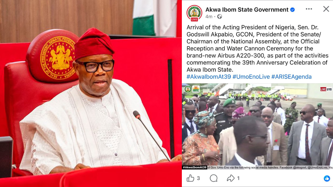 Akwa Ibom government mistakenly calls Akpabio ‘Acting President of Nigeria’