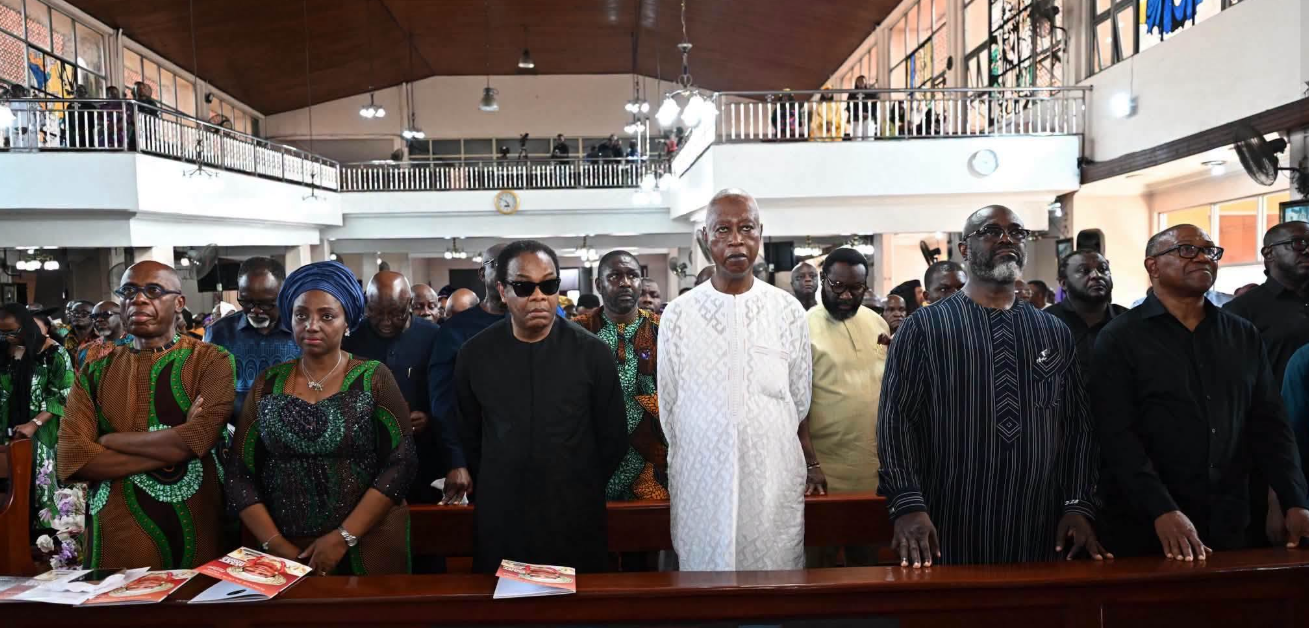 Peter Obi and Donald Duke Attend Amaechi's Mother's Vigil Mass