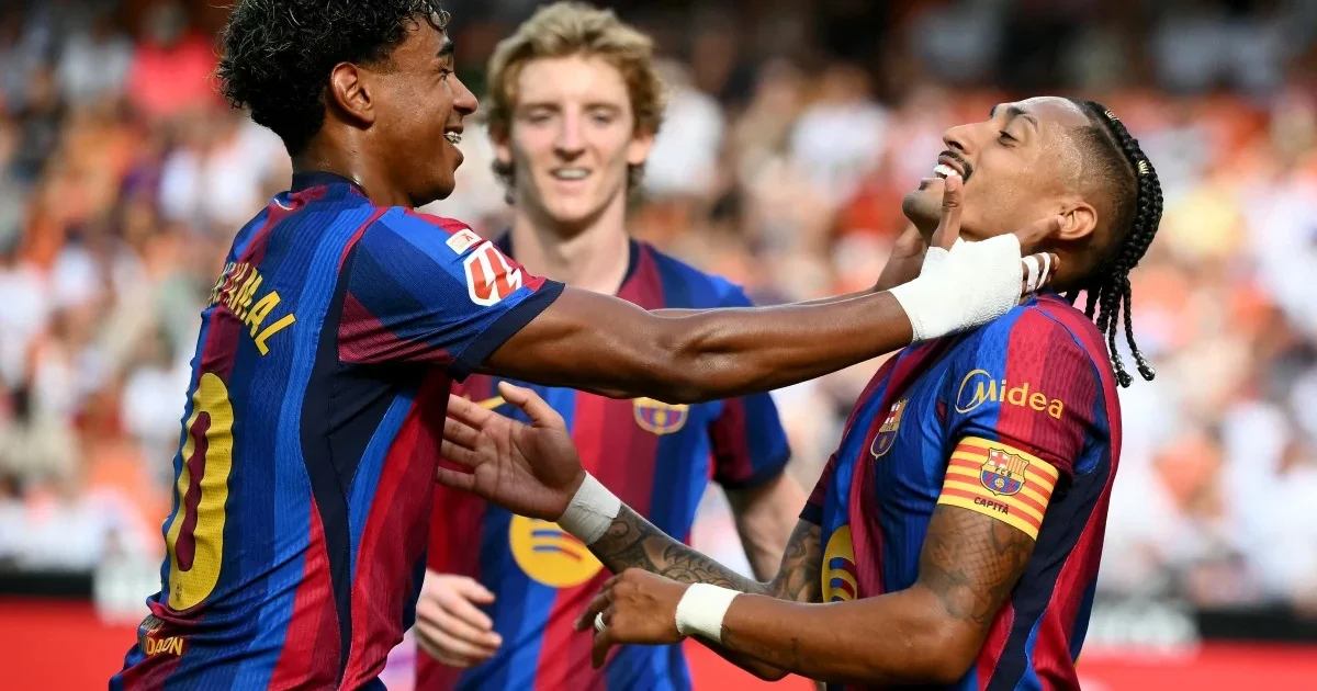 Yamal Scores Twice as Barcelona Thrashes Valencia 5-0