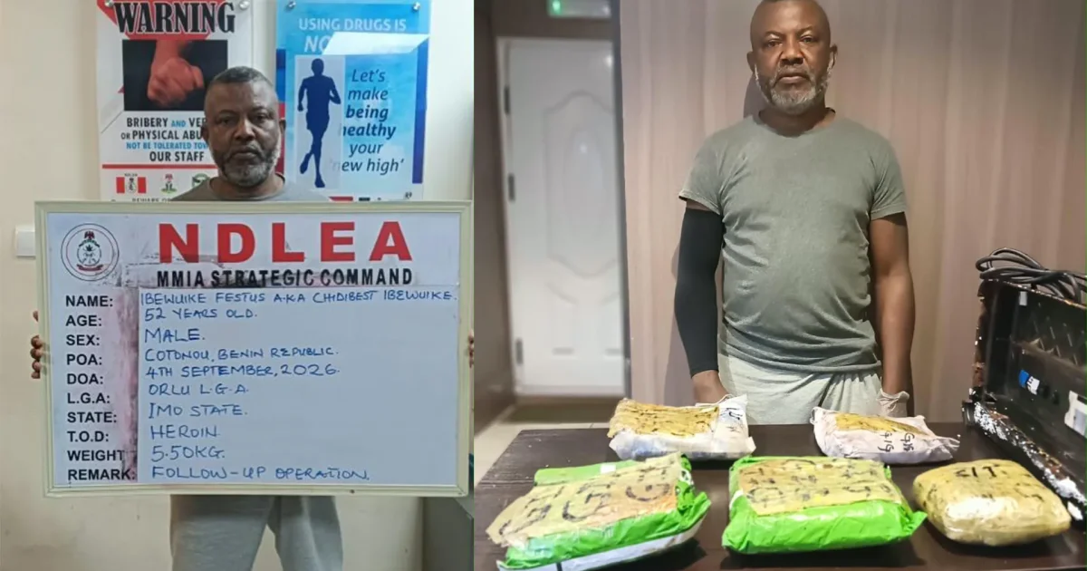 NDLEA captures drug lord linked to 49.7kg heroin seizure