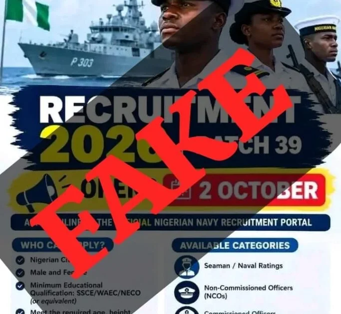 Nigerian Navy alerts public about fake recruitment notice