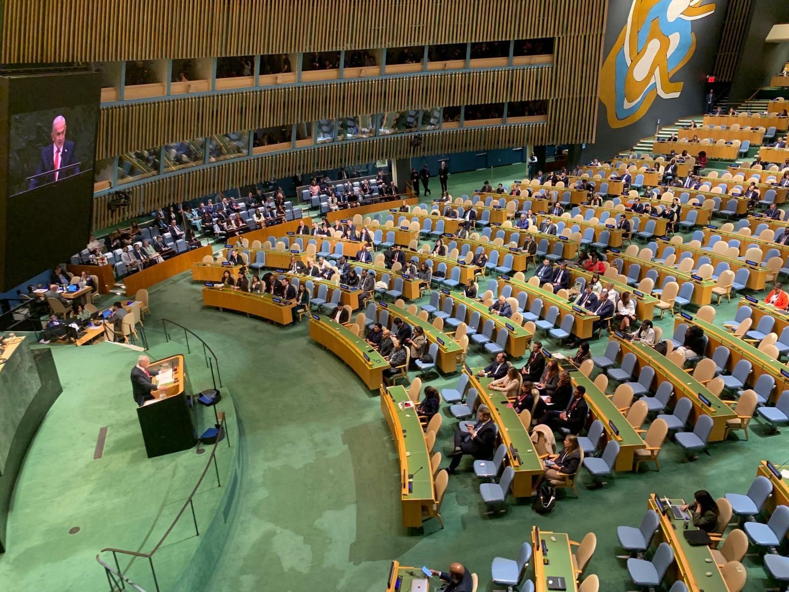 Delegates Leave Hall During Netanyahu's Speech at UN