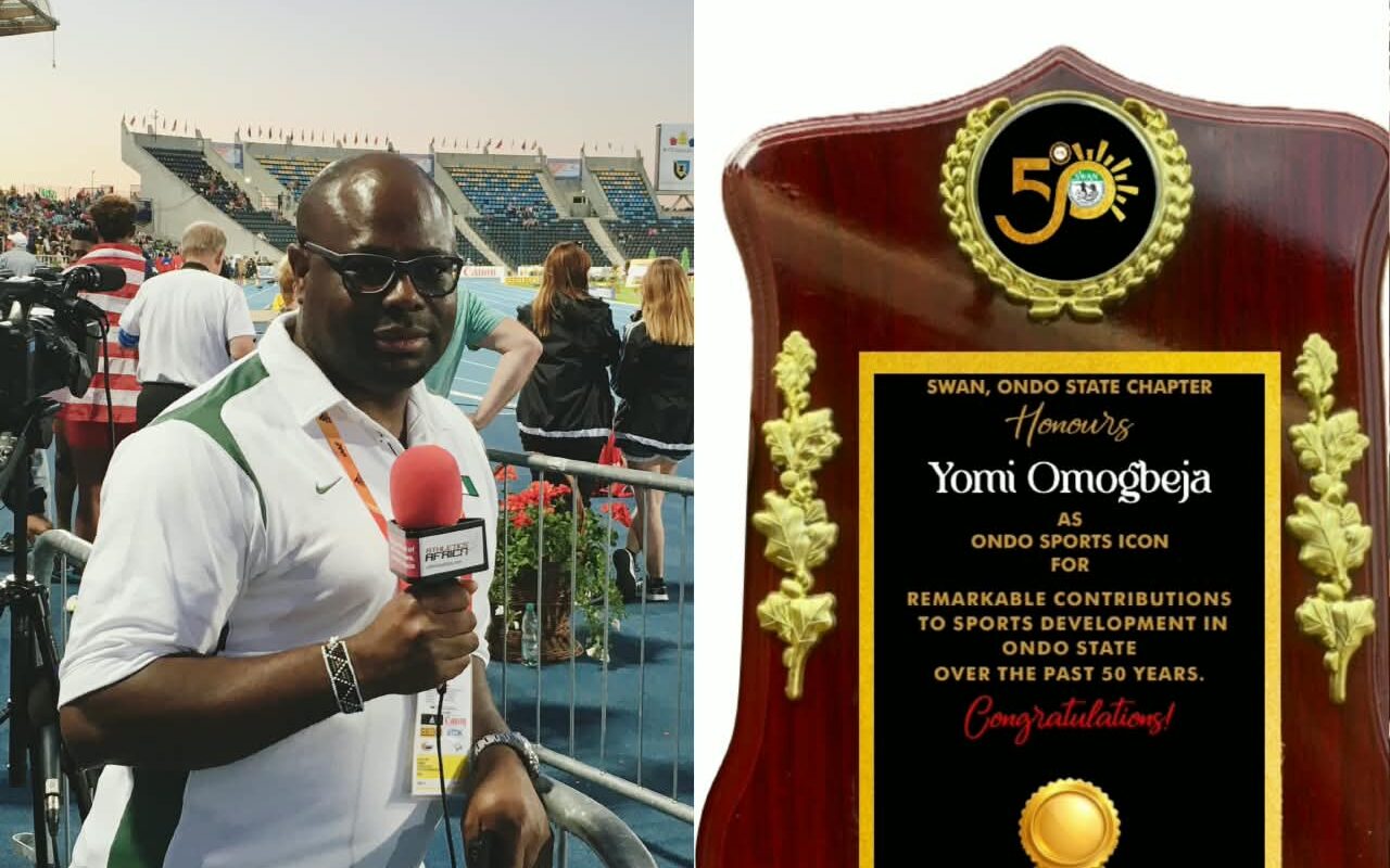 Yomi Omogbeja Celebrates Award at Ondo 50 Sports Icons Event