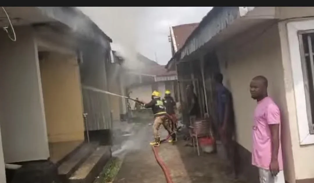 Fire Destroys Building in Awka, Anambra