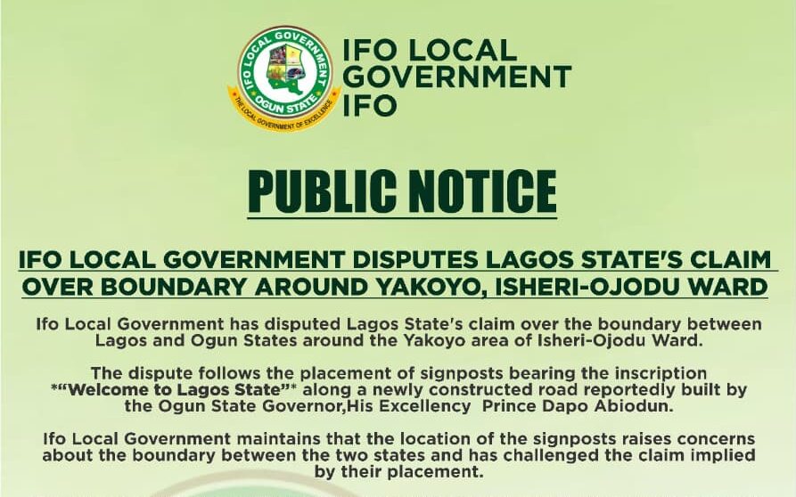 Ifo Local Government Chairman Calls for Peace Over Boundary Dispute with Lagos