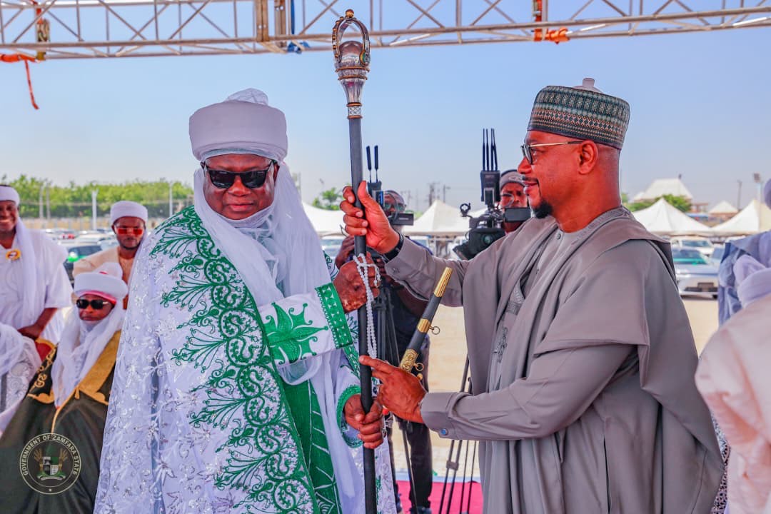 Governor Lawal gives staff of office and vehicles to 19 emirs in Zamfara